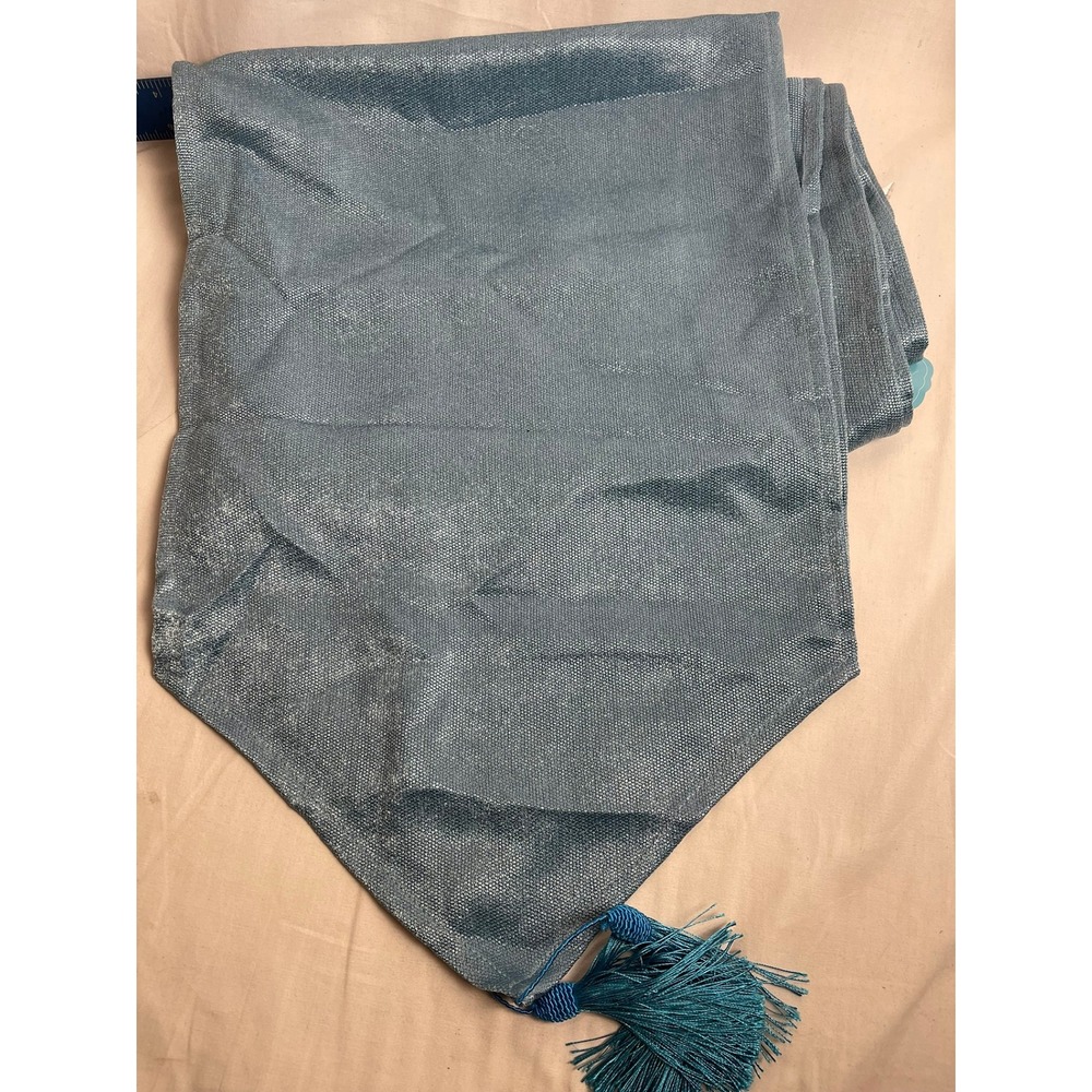 Seashore Tree Lake Blue Shimmer Table Runner with Tassels 35x300cm STZQ01 NEW